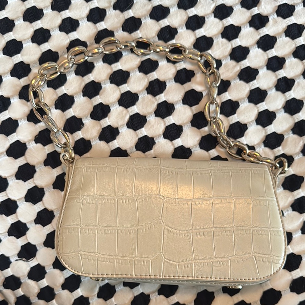 Elegant Cream Croc-Embossed Women's Bag from Zara shoulder bag